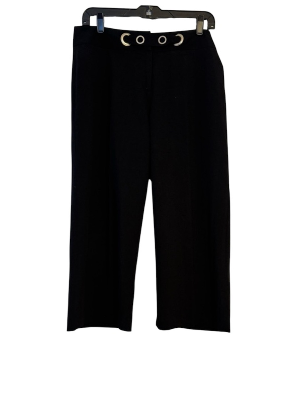 Larry Levine Black Belted Stretch Pleated Office Dress Pants Size 10
